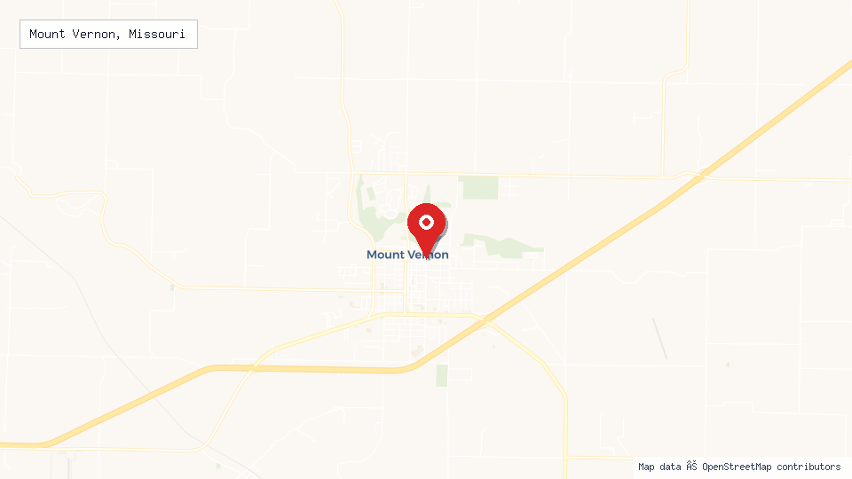 Street map of Mount Vernon, Missouri with location pin