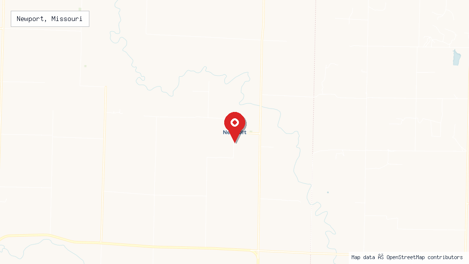 Street map of Newport, Missouri with location pin