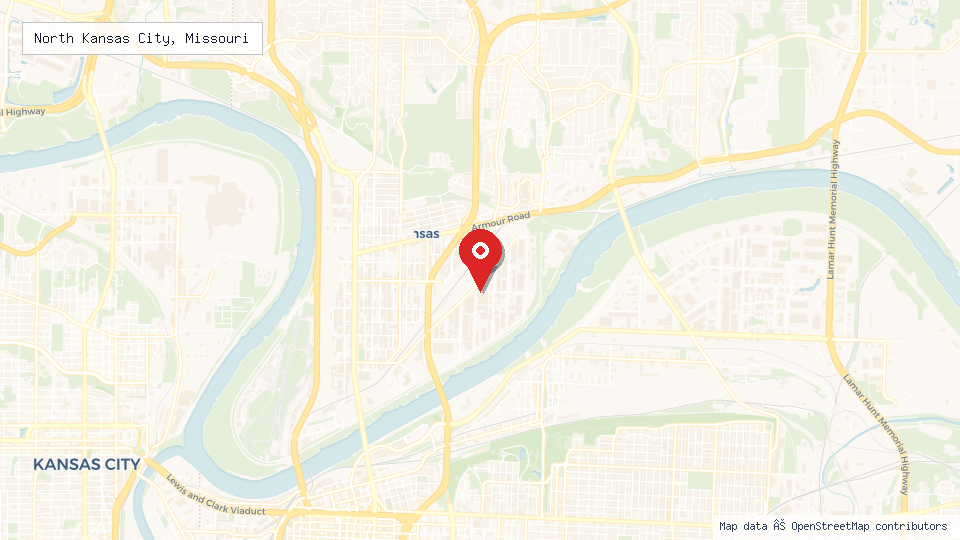 Street map of North Kansas City, Missouri with location pin