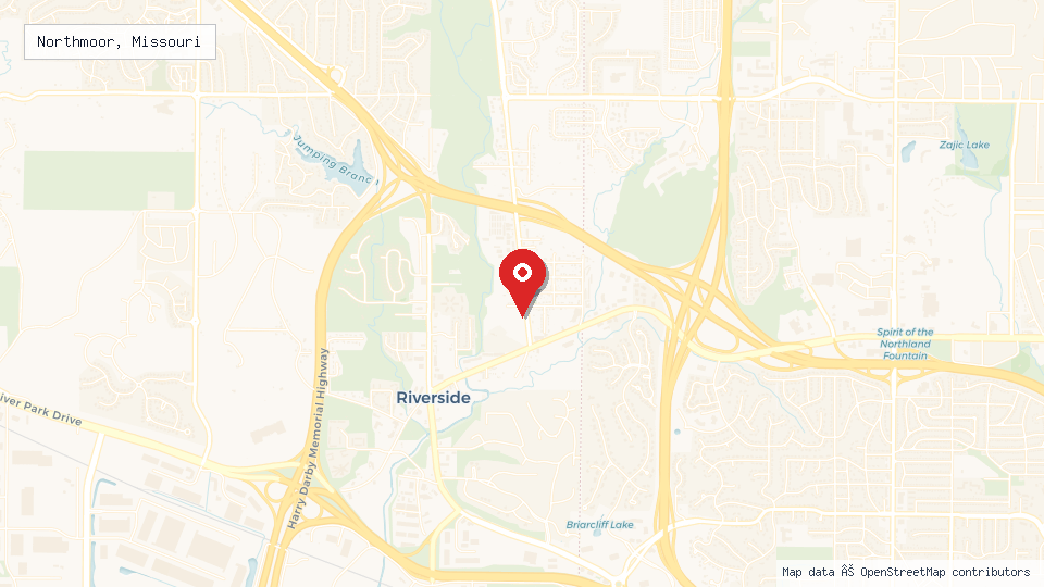 Street map of Northmoor, Missouri with location pin