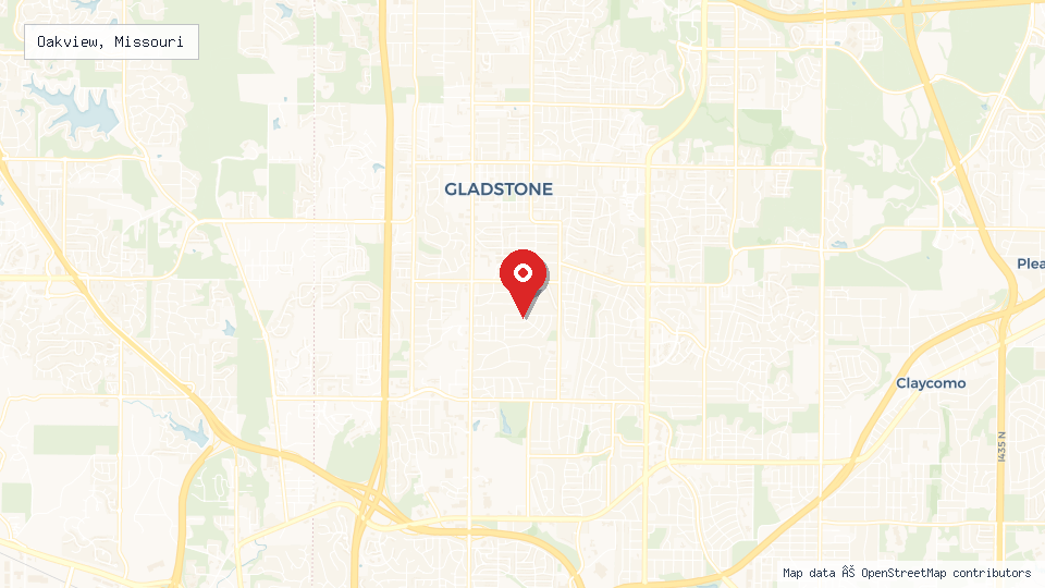 Street map of Oakview, Missouri with location pin