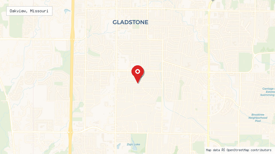 Street map of Oakview, Missouri with location pin