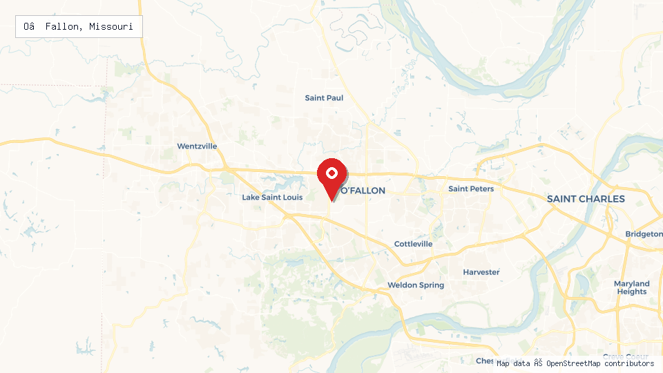 Street map of O’Fallon, Missouri with location pin