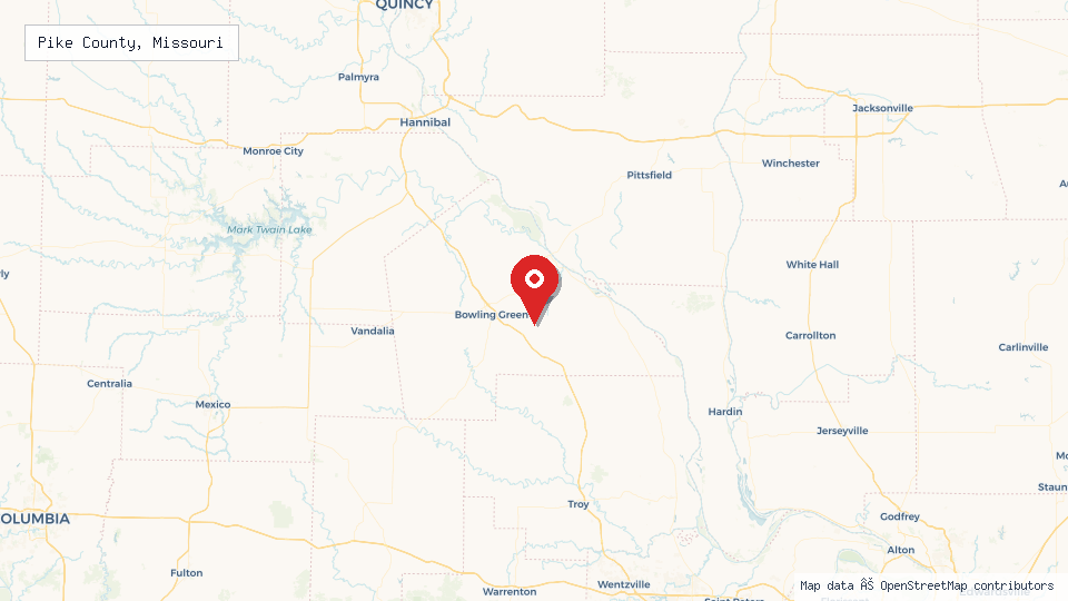 Street map of Pike County, Missouri with location pin
