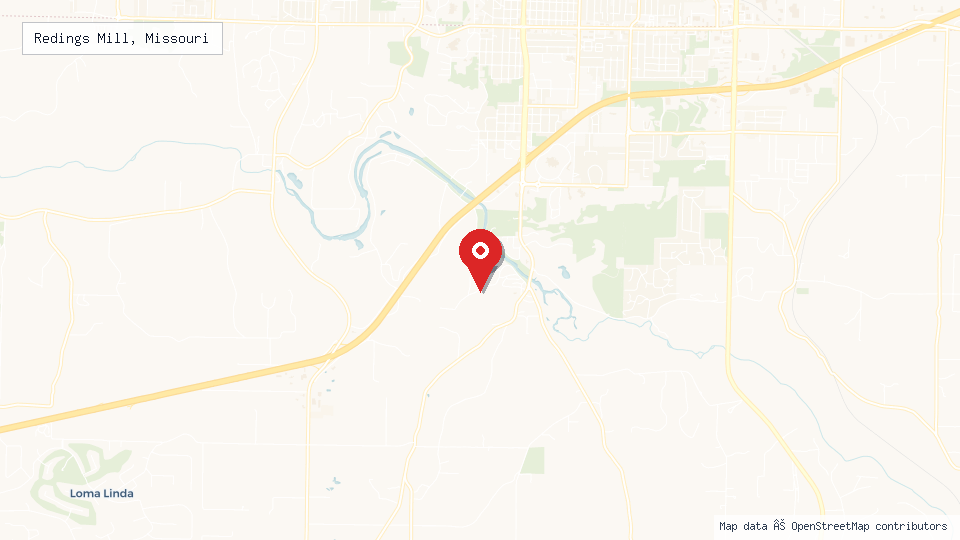 Street map of Redings Mill, Missouri with location pin