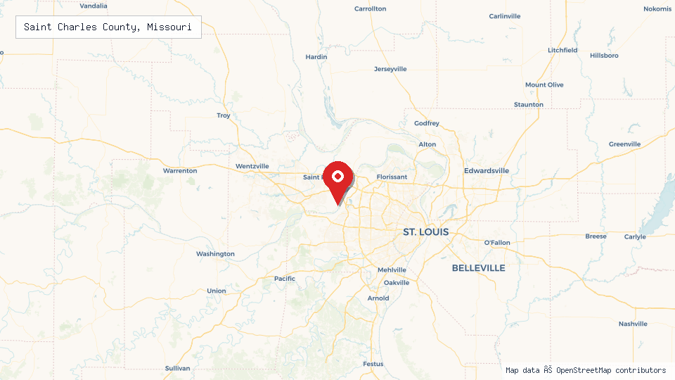 Street map of Saint Charles County, Missouri with location pin
