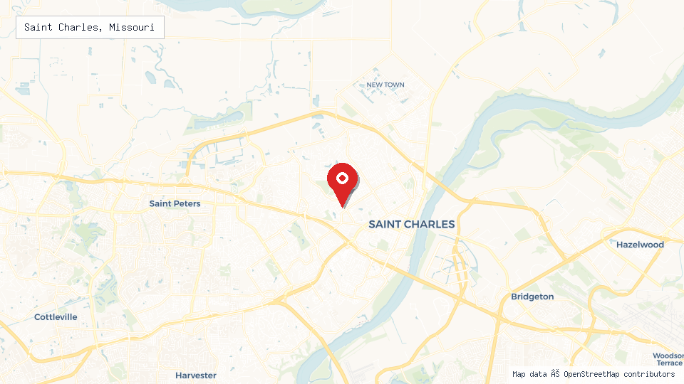 Street map of Saint Charles, Missouri with location pin