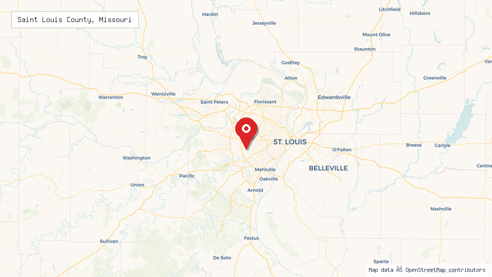 Street map of Saint Louis County, Missouri with location pin