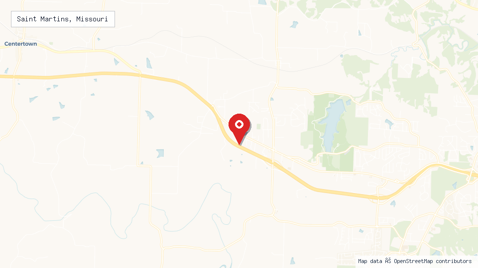 Street map of Saint Martins, Missouri with location pin