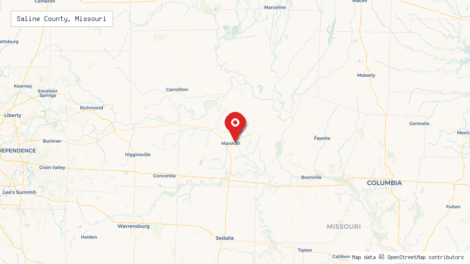 Street map of Saline County, Missouri with location pin