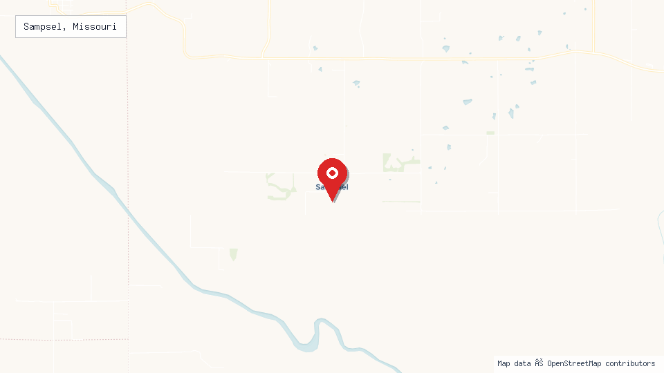 Street map of Sampsel, Missouri with location pin