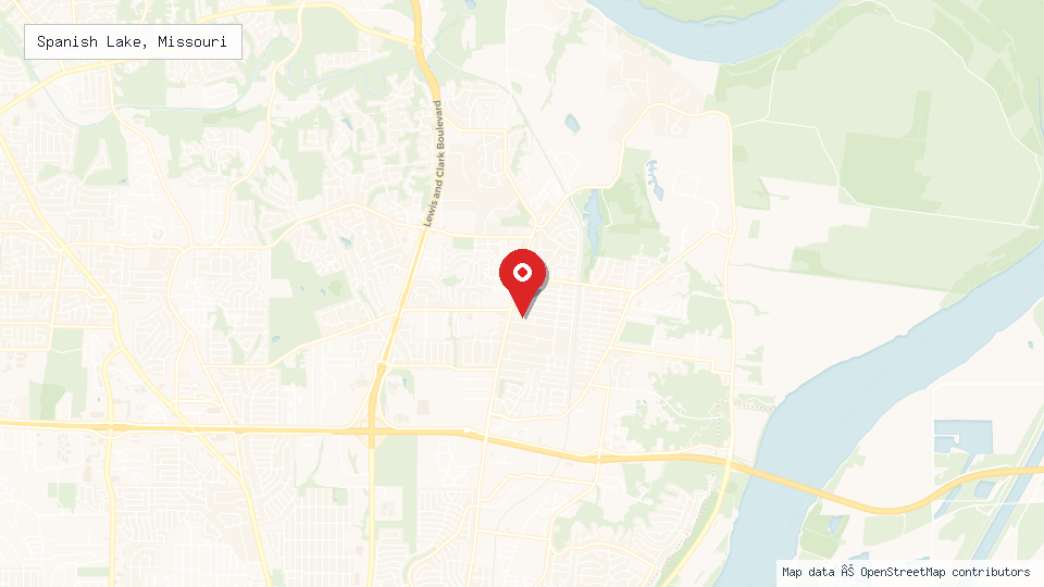 Street map of Spanish Lake, Missouri with location pin