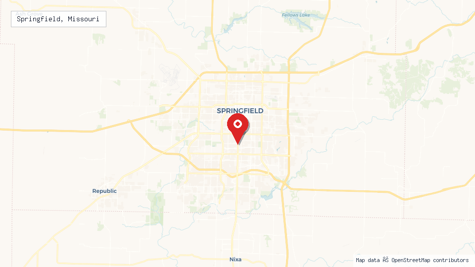 Street map of Springfield, Missouri with location pin