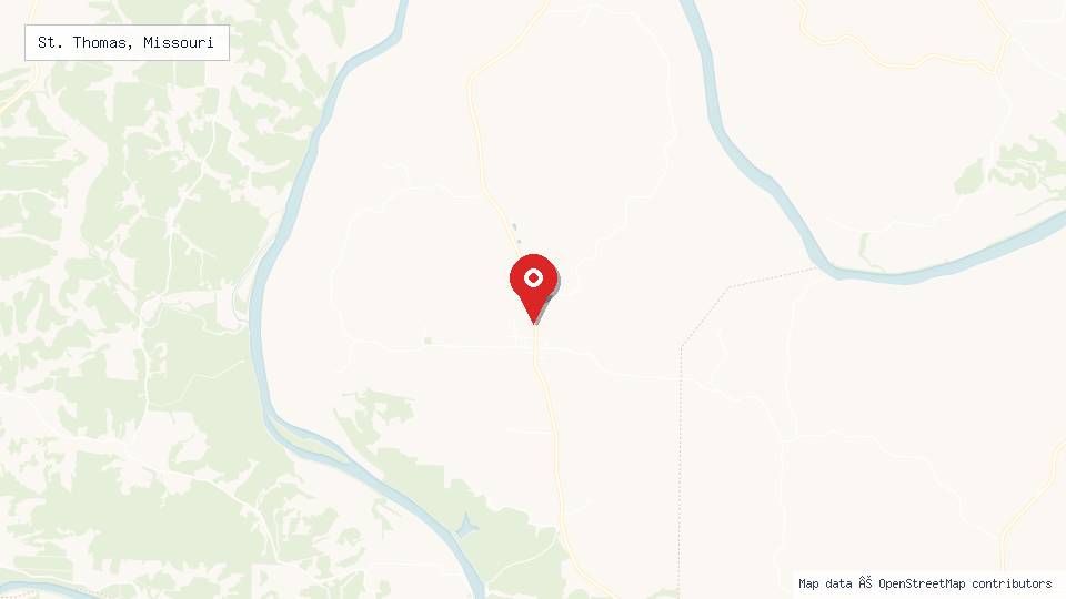 Street map of St. Thomas, Missouri with location pin