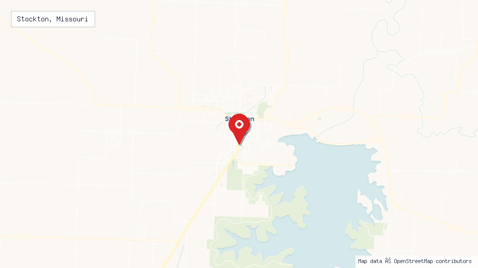 Street map of Stockton, Missouri with location pin
