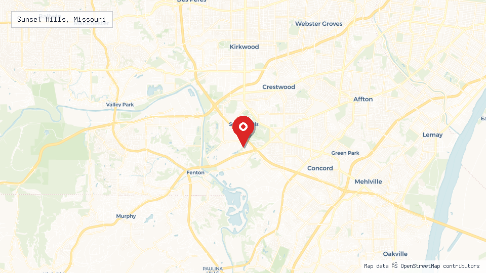 Street map of Sunset Hills, Missouri with location pin