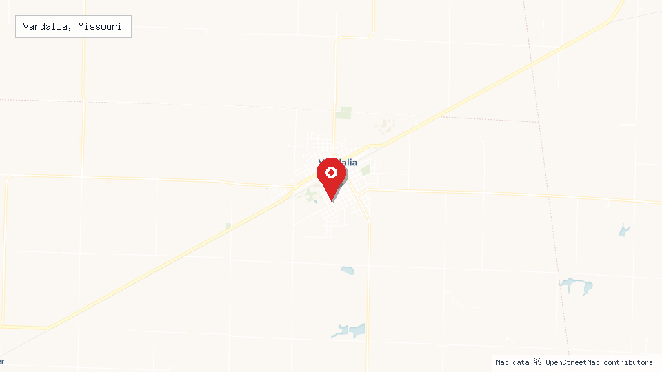 Street map of Vandalia, Missouri with location pin