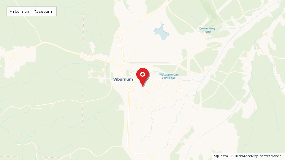 Street map of Viburnum, Missouri with location pin
