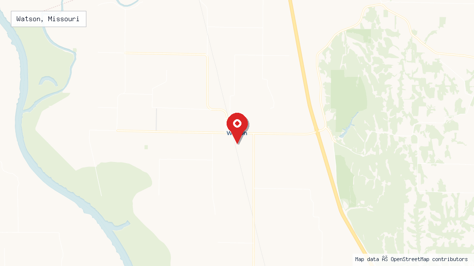 Street map of Watson, Missouri with location pin
