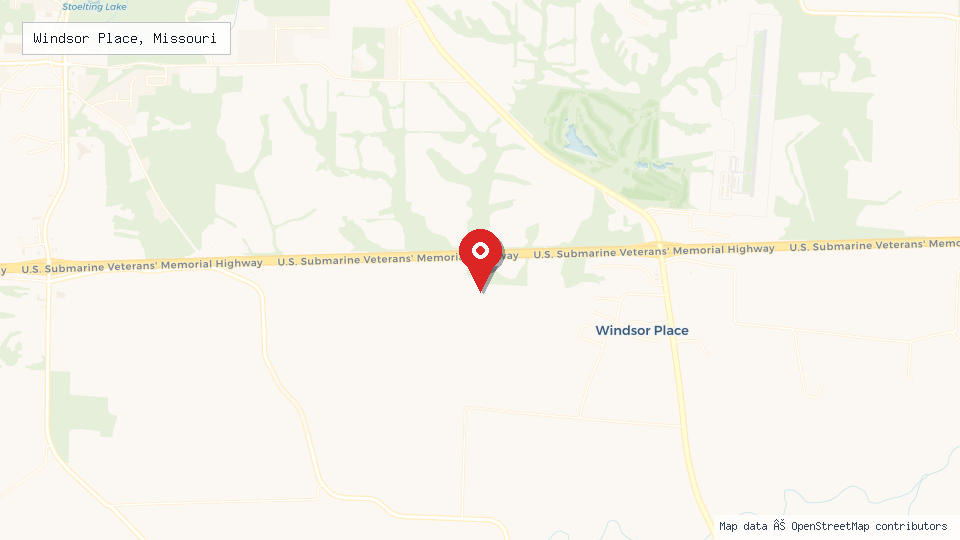 Street map of Windsor Place, Missouri with location pin