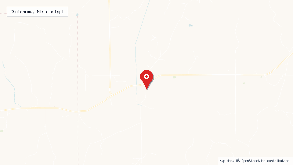 Street map of Chulahoma, Mississippi with location pin