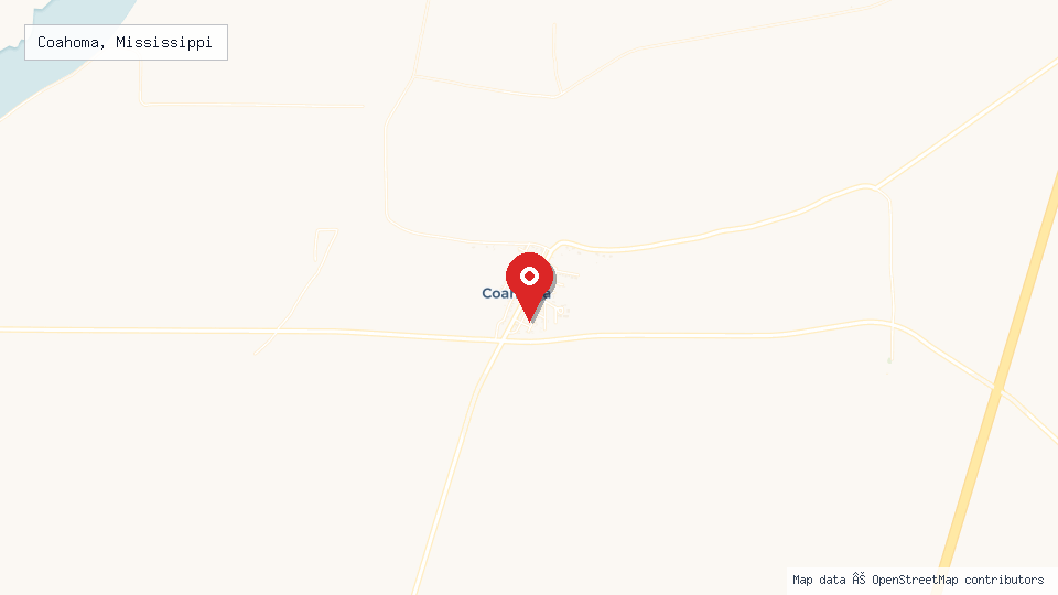 Street map of Coahoma, Mississippi with location pin