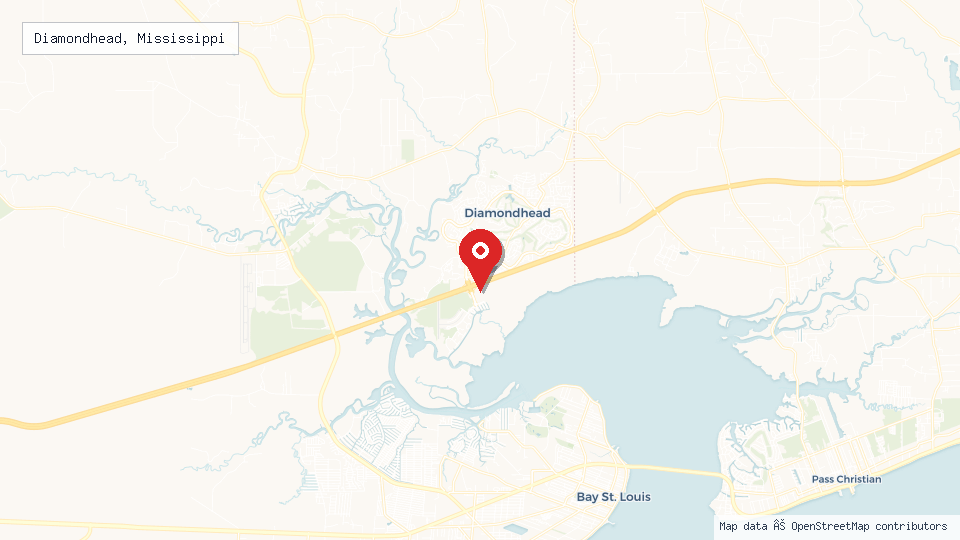 Street map of Diamondhead, Mississippi with location pin