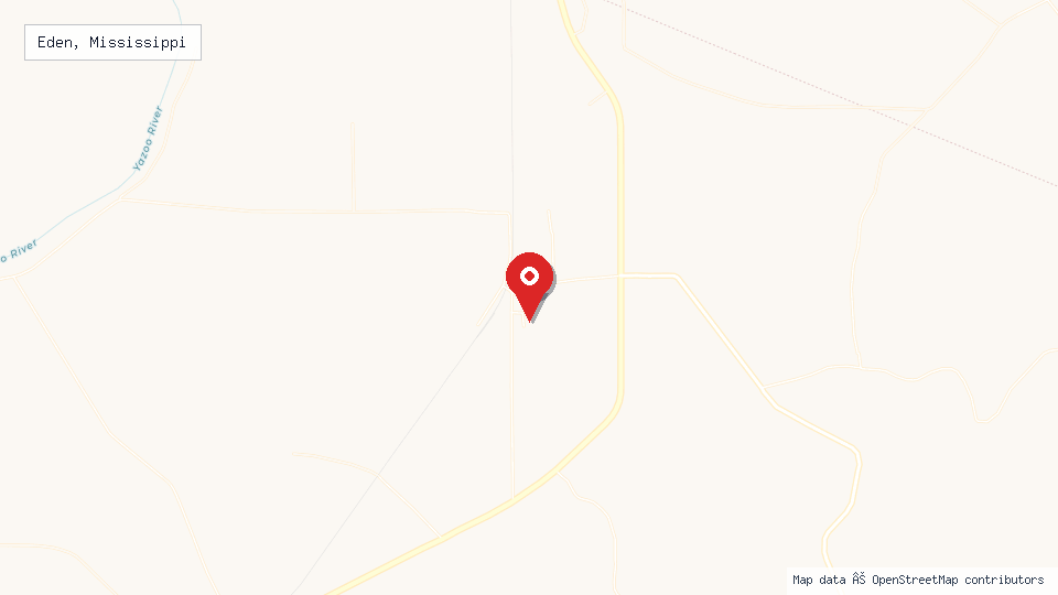 Street map of Eden, Mississippi with location pin