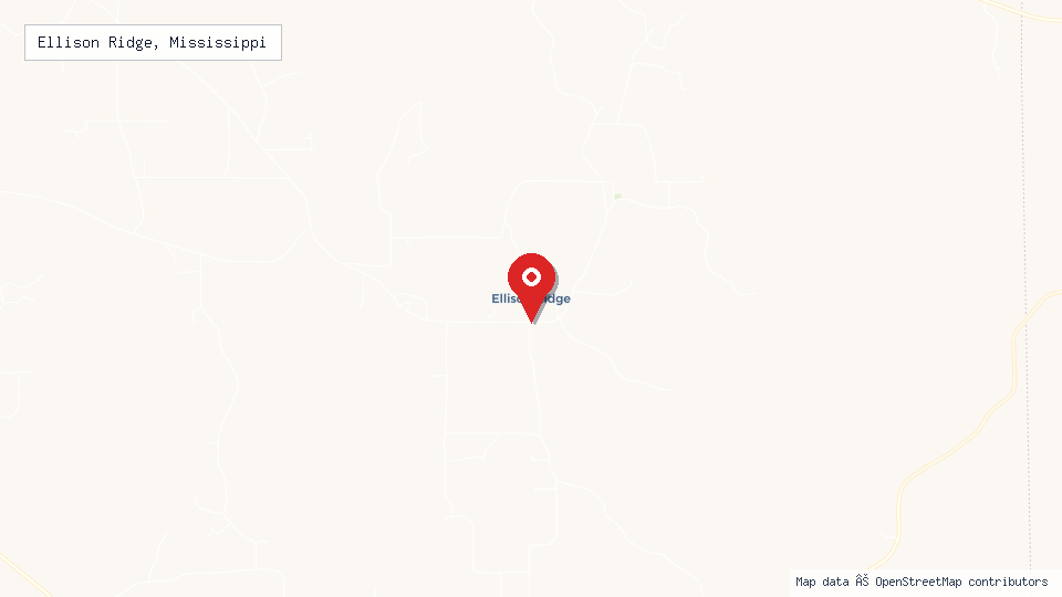 Street map of Ellison Ridge, Mississippi with location pin