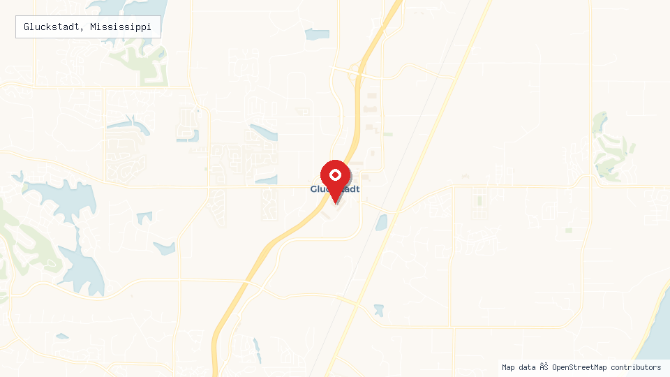 Street map of Gluckstadt, Mississippi with location pin