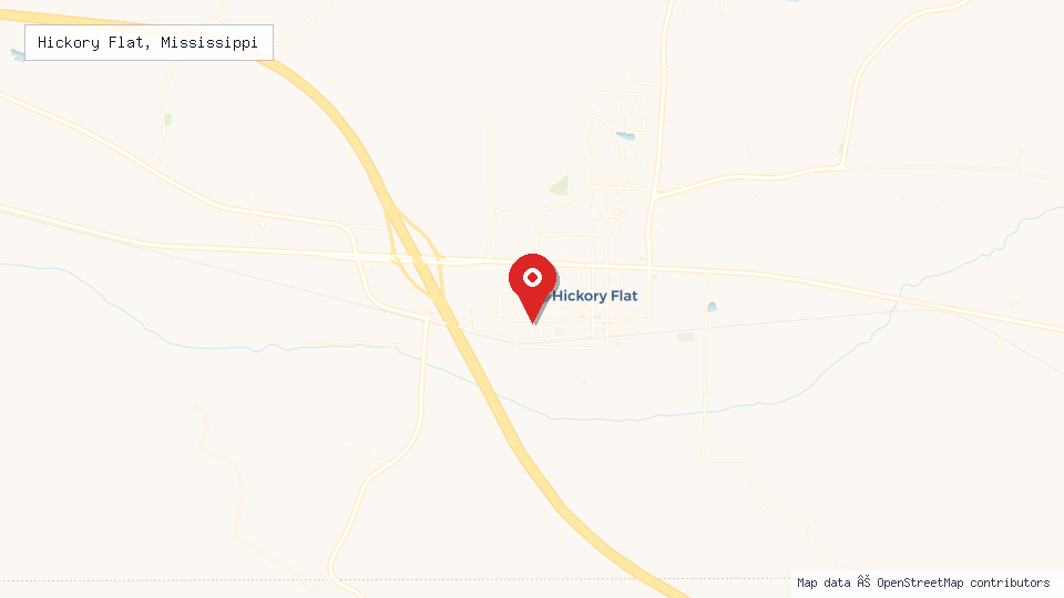 Street map of Hickory Flat, Mississippi with location pin
