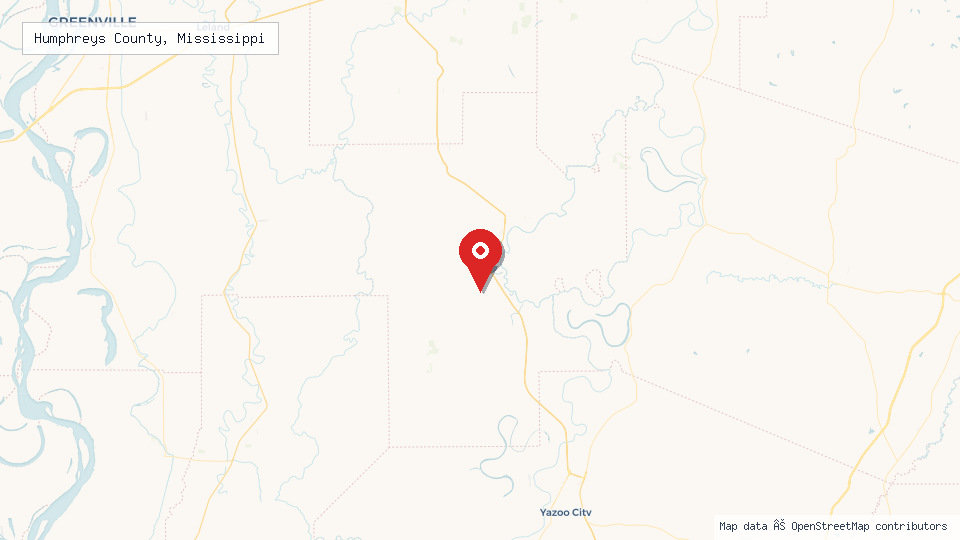 Street map of Humphreys County, Mississippi with location pin