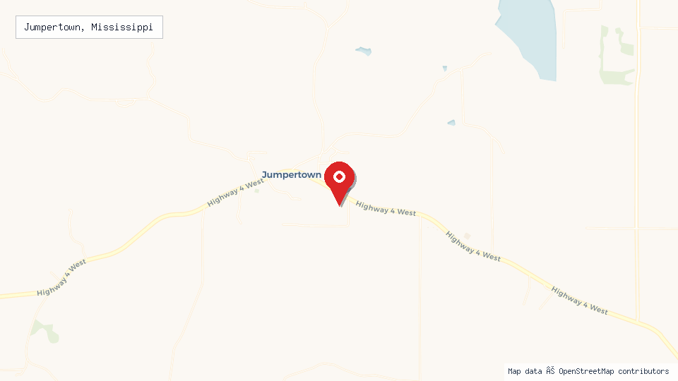 Street map of Jumpertown, Mississippi with location pin