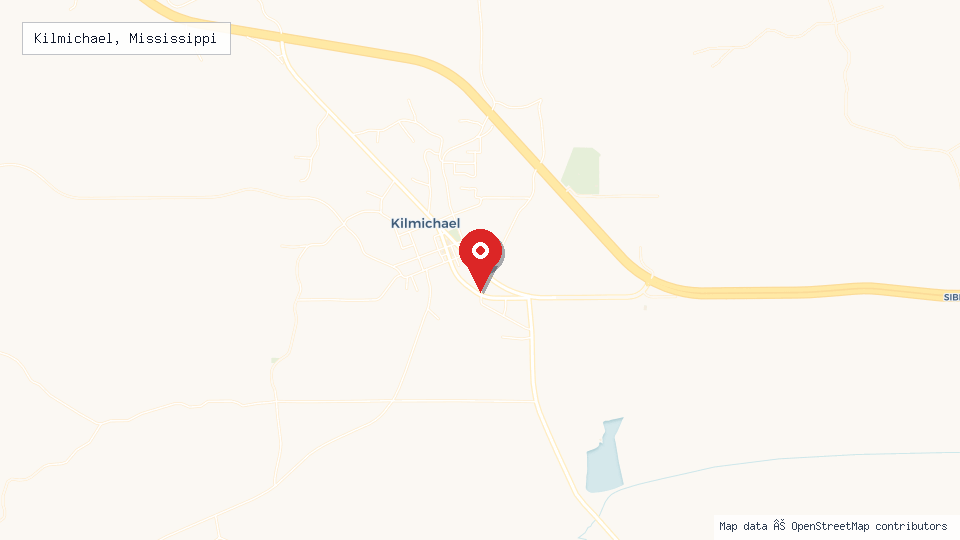 Street map of Kilmichael, Mississippi with location pin