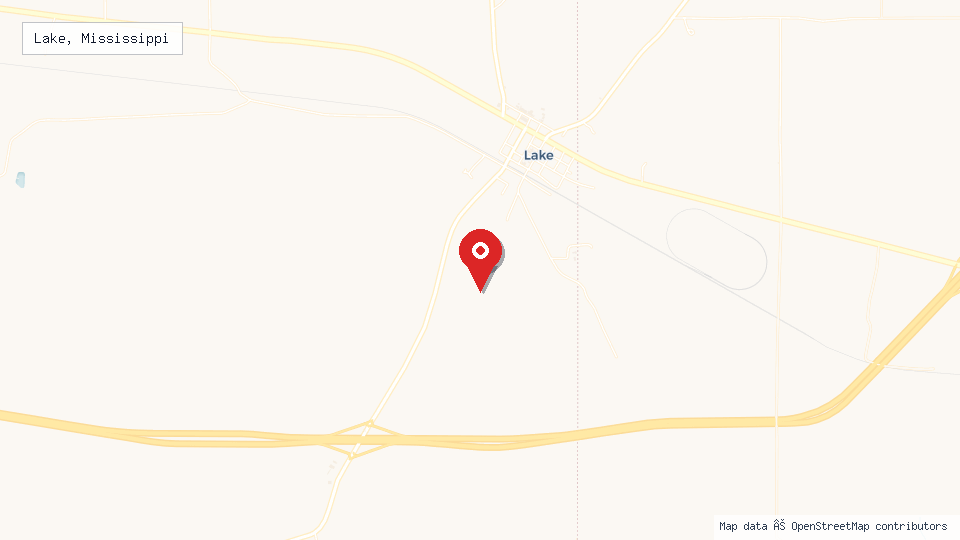 Street map of Lake, Mississippi with location pin