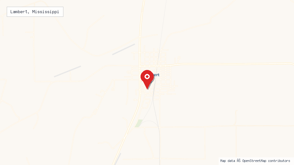 Street map of Lambert, Mississippi with location pin