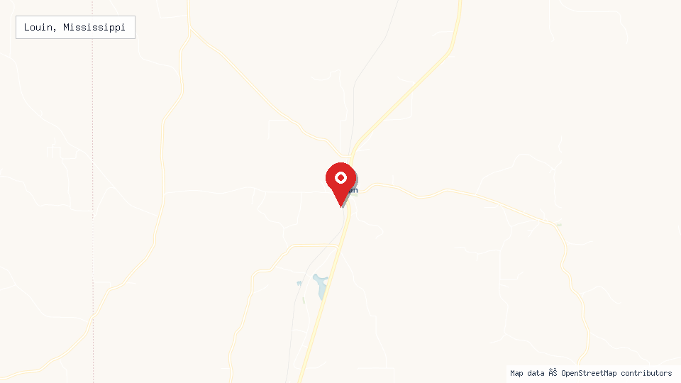 Street map of Louin, Mississippi with location pin