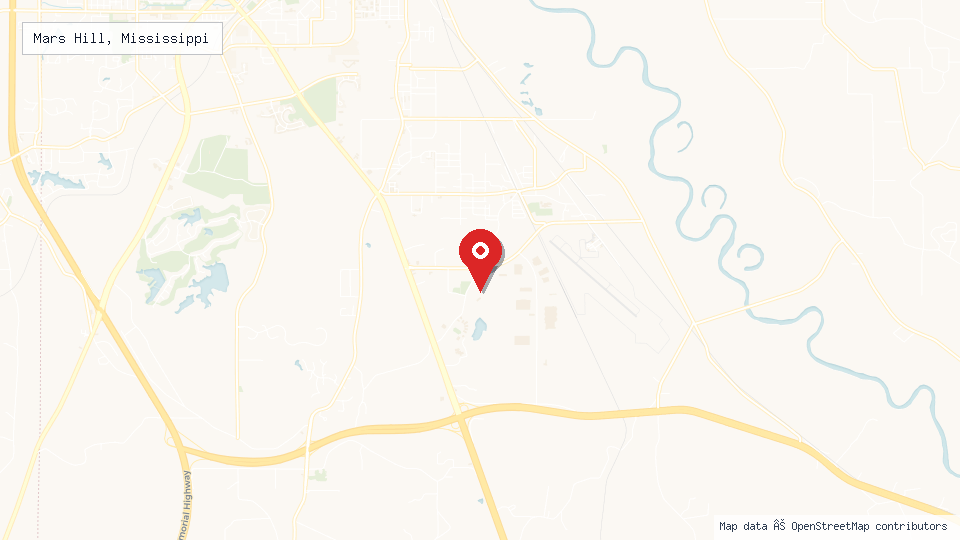 Street map of Mars Hill, Mississippi with location pin