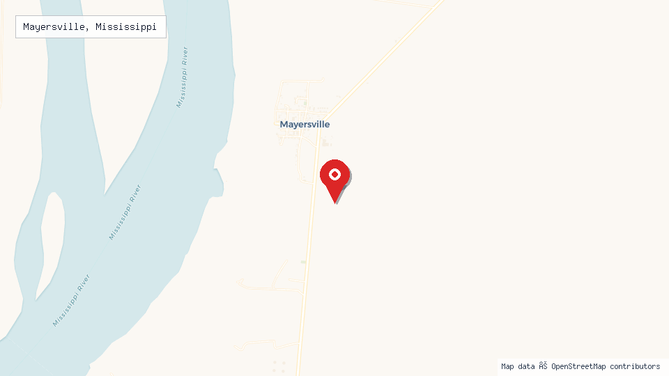 Street map of Mayersville, Mississippi with location pin