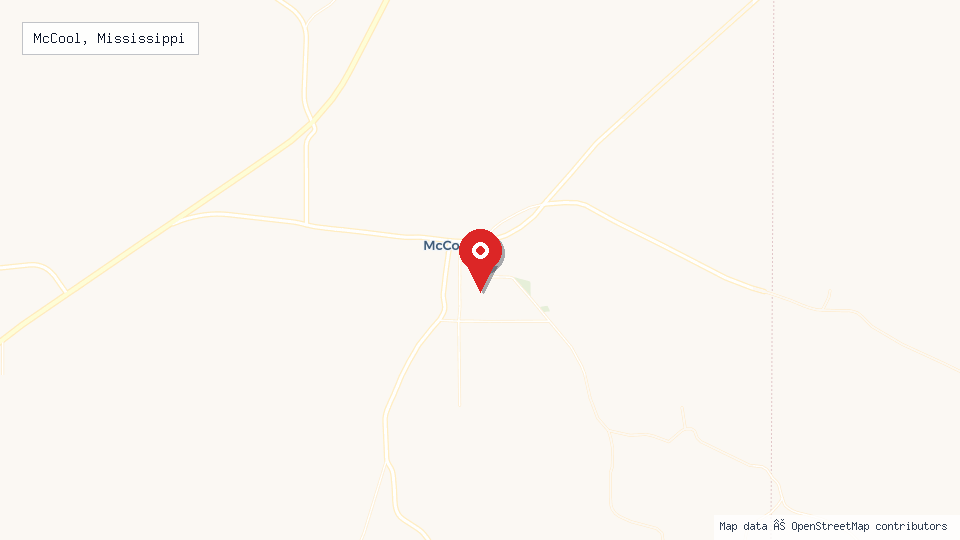 Street map of McCool, Mississippi with location pin
