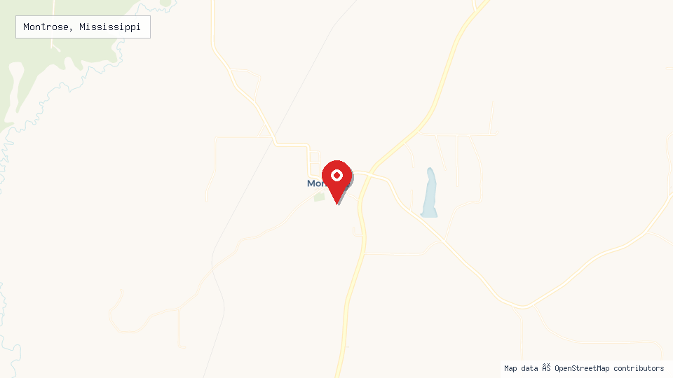 Street map of Montrose, Mississippi with location pin