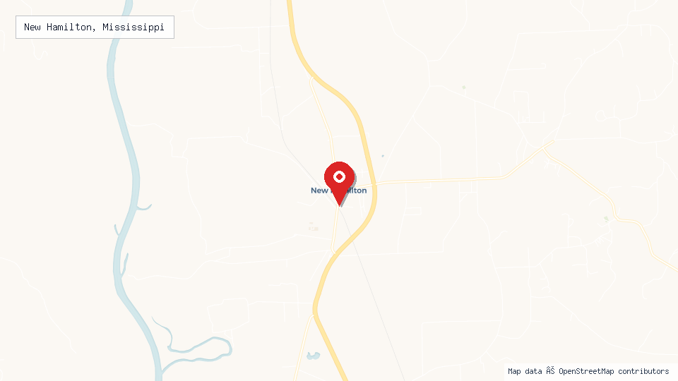 Street map of New Hamilton, Mississippi with location pin