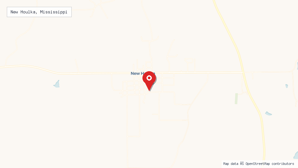 Street map of New Houlka, Mississippi with location pin