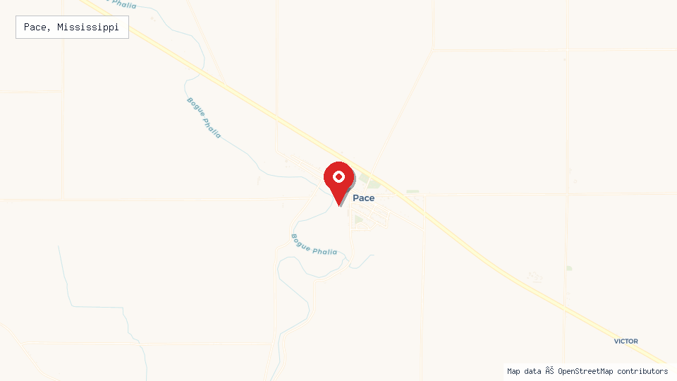 Street map of Pace, Mississippi with location pin