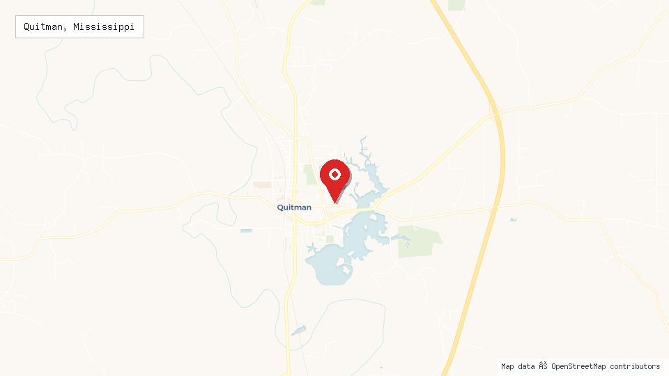 Street map of Quitman, Mississippi with location pin