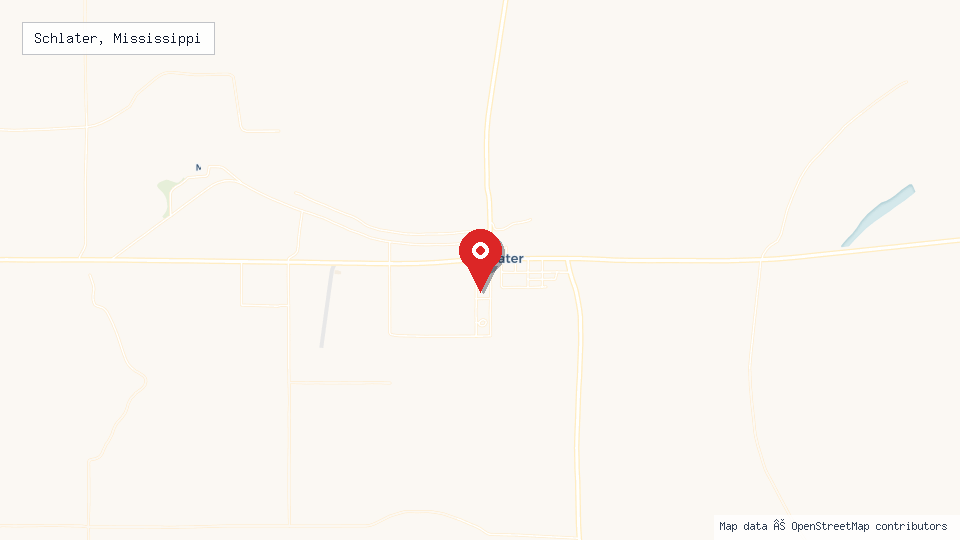 Street map of Schlater, Mississippi with location pin