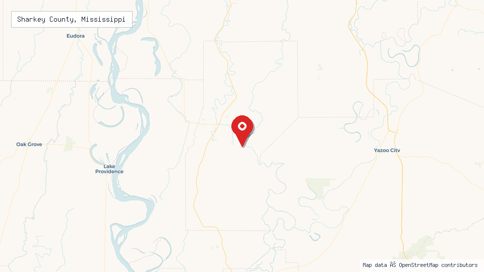 Street map of Sharkey County, Mississippi with location pin