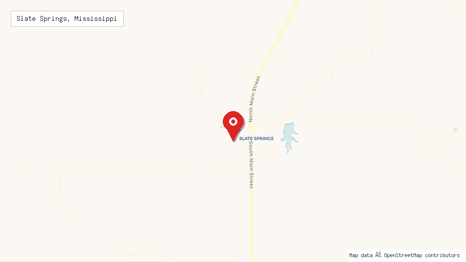 Street map of Slate Springs, Mississippi with location pin