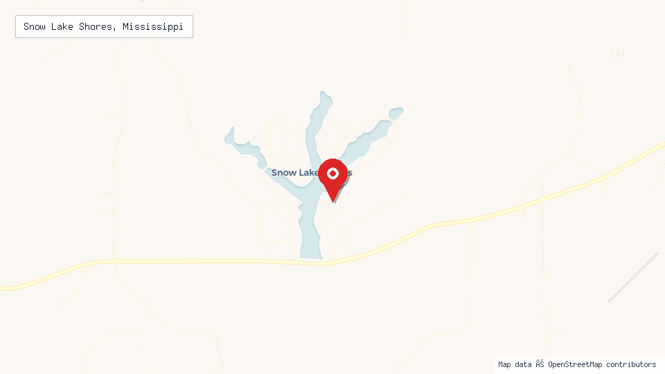 Street map of Snow Lake Shores, Mississippi with location pin