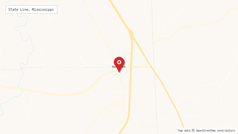 Street map of State Line, Mississippi with location pin